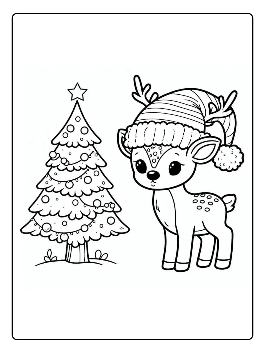 Ausmalbilder Weihnachten Rentier - Kleines Rehkitz