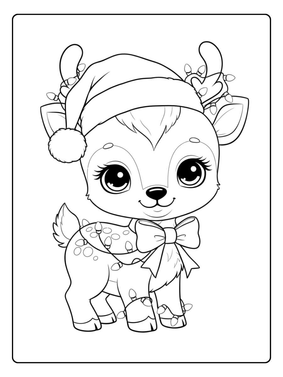 Ausmalbilder Weihnachten Rentier Das Süße Rentierbaby mit Lichterkette