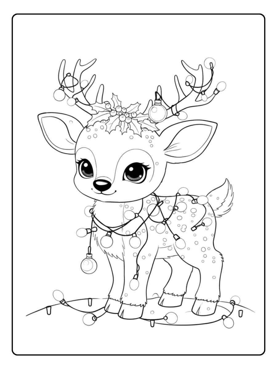 Ausmalbilder Weihnachten Rentier Sven im Weihnachtsschlitten