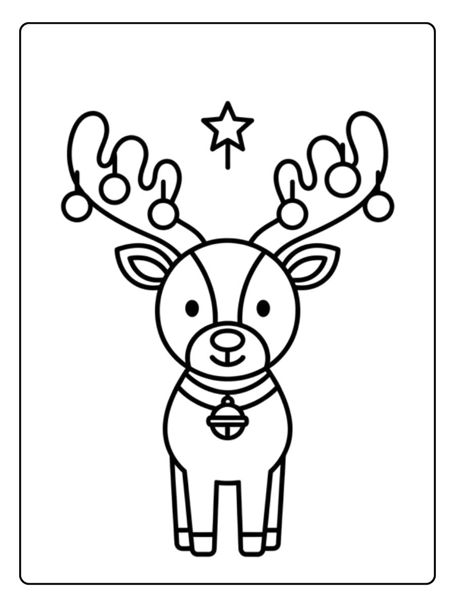 Ausmalbilder Weihnachten kinder Rentier Einfach