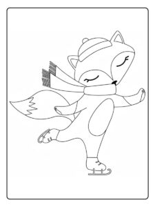 Ausmalbilder Winter Tiere Eleganter Fuchs auf dem Eis