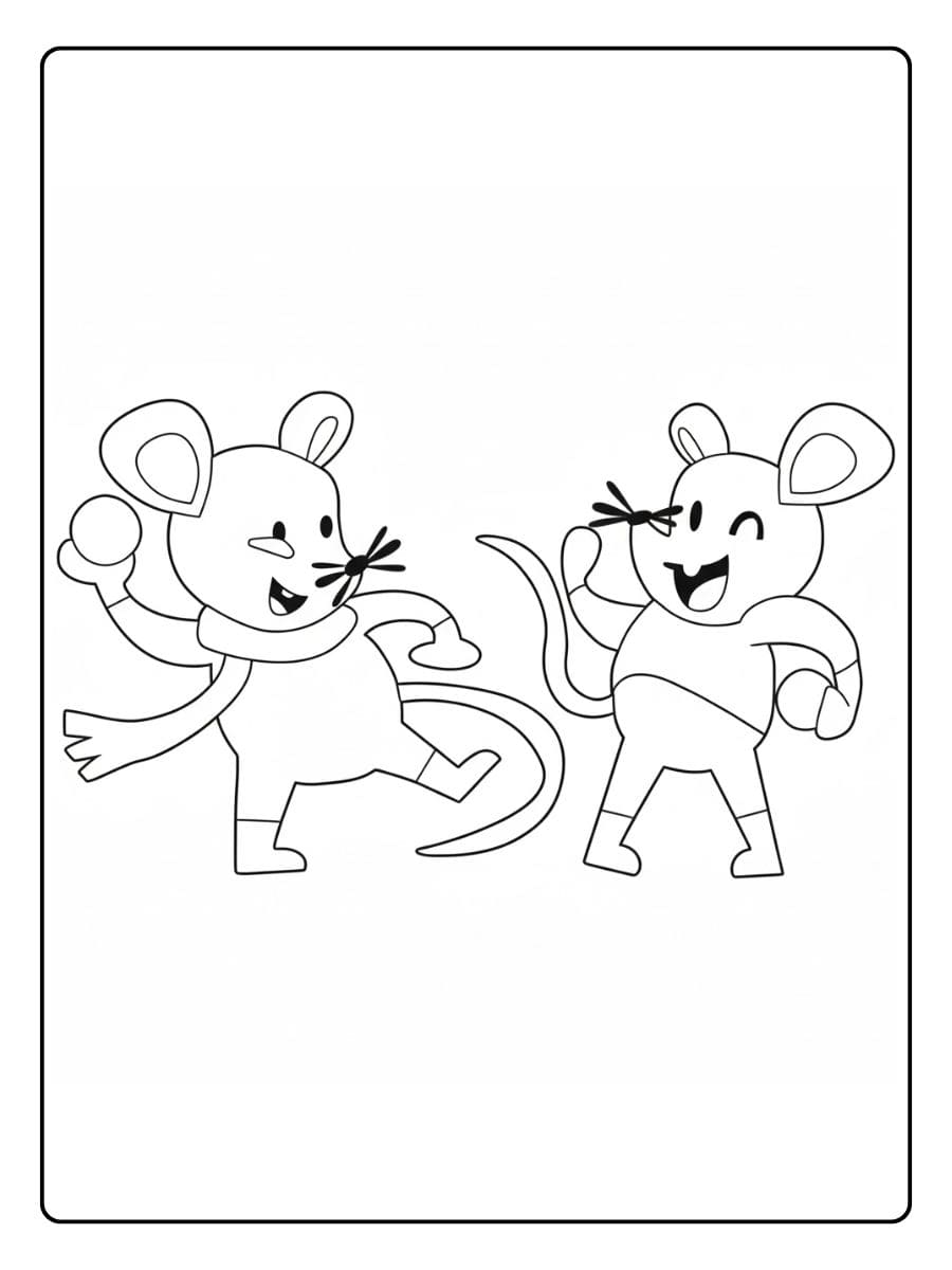 Ausmalbilder Winter Tiere Süße Mäuse im Schnee