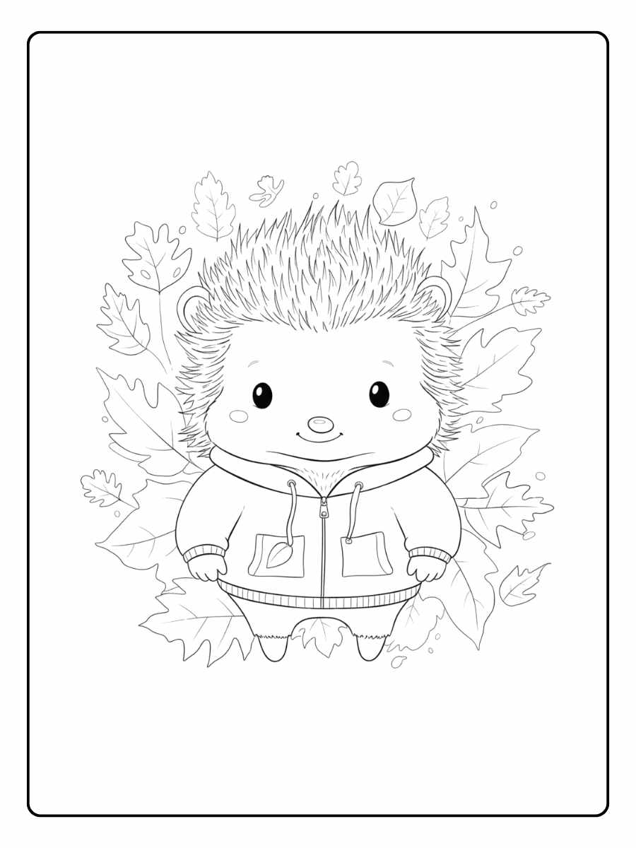 Der kleine Igel ganz allein ausmalbild Herbst Igel