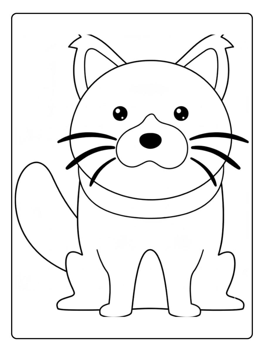 Einfache Orange Katze Süßes katze ausmalbild für die Kleinen