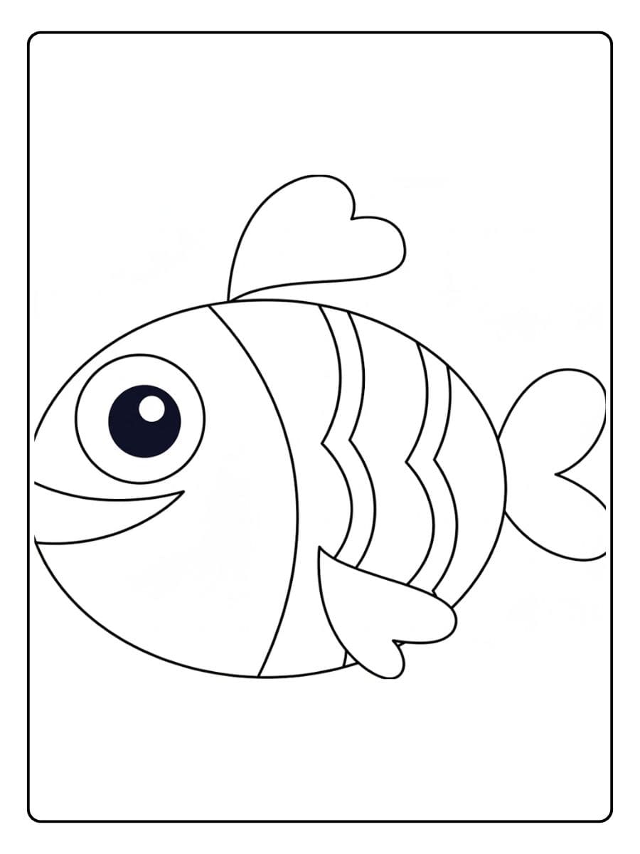 Einfacher Fisch Umriss ausmalbilder tiere süß mit großen Linien