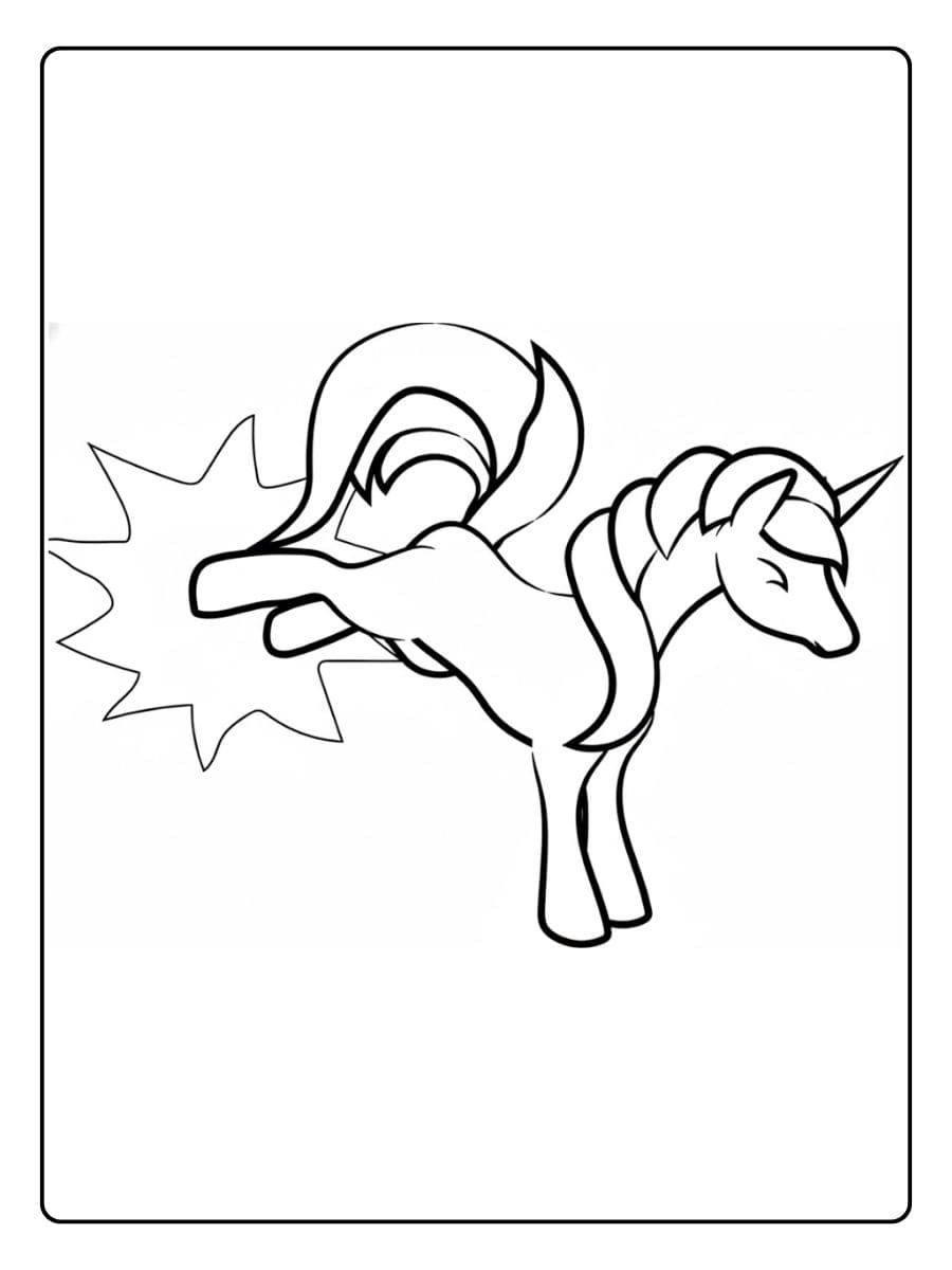 Einhorn Ausmalbilder Lächelndes Einhorn mit Regenbogen und Sternen