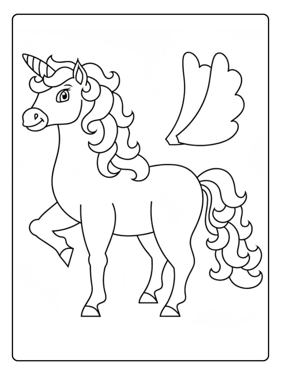 Einhorn mit Flügeln Ausmalbild Bunter Traum für Kinder