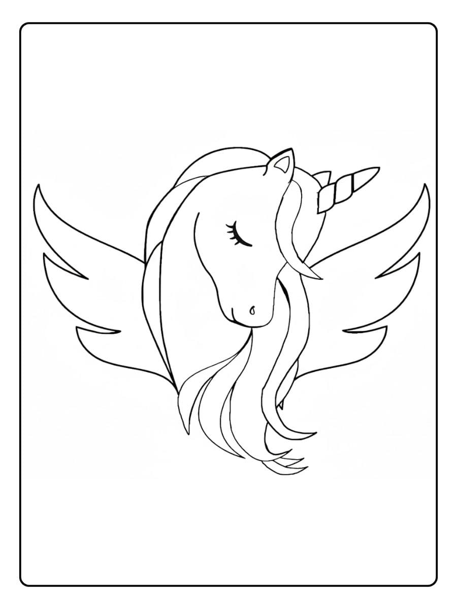 Einhorn mit Flügeln Ausmalbild Einfache Konturen für Kinder