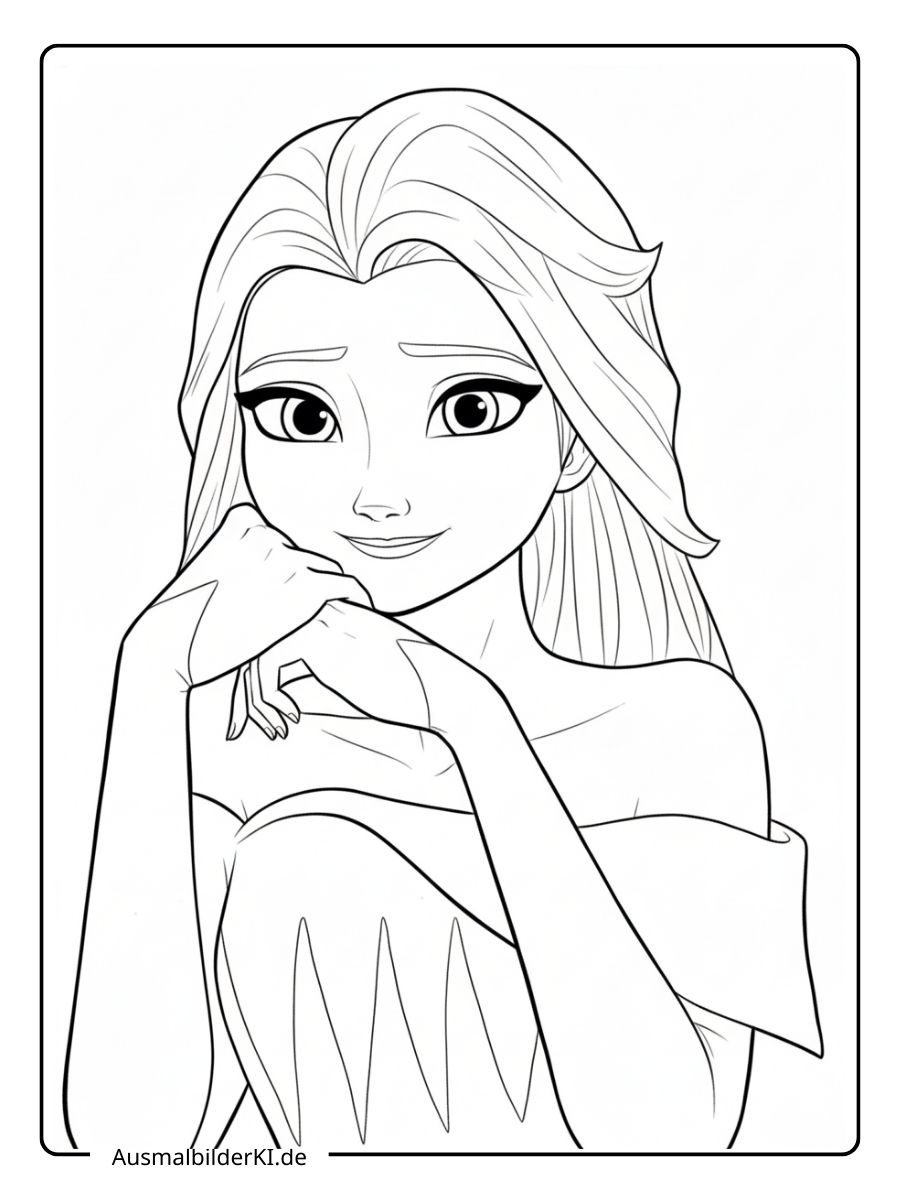 Elsa Ausmalbilder - Porträt mit offenem Haar