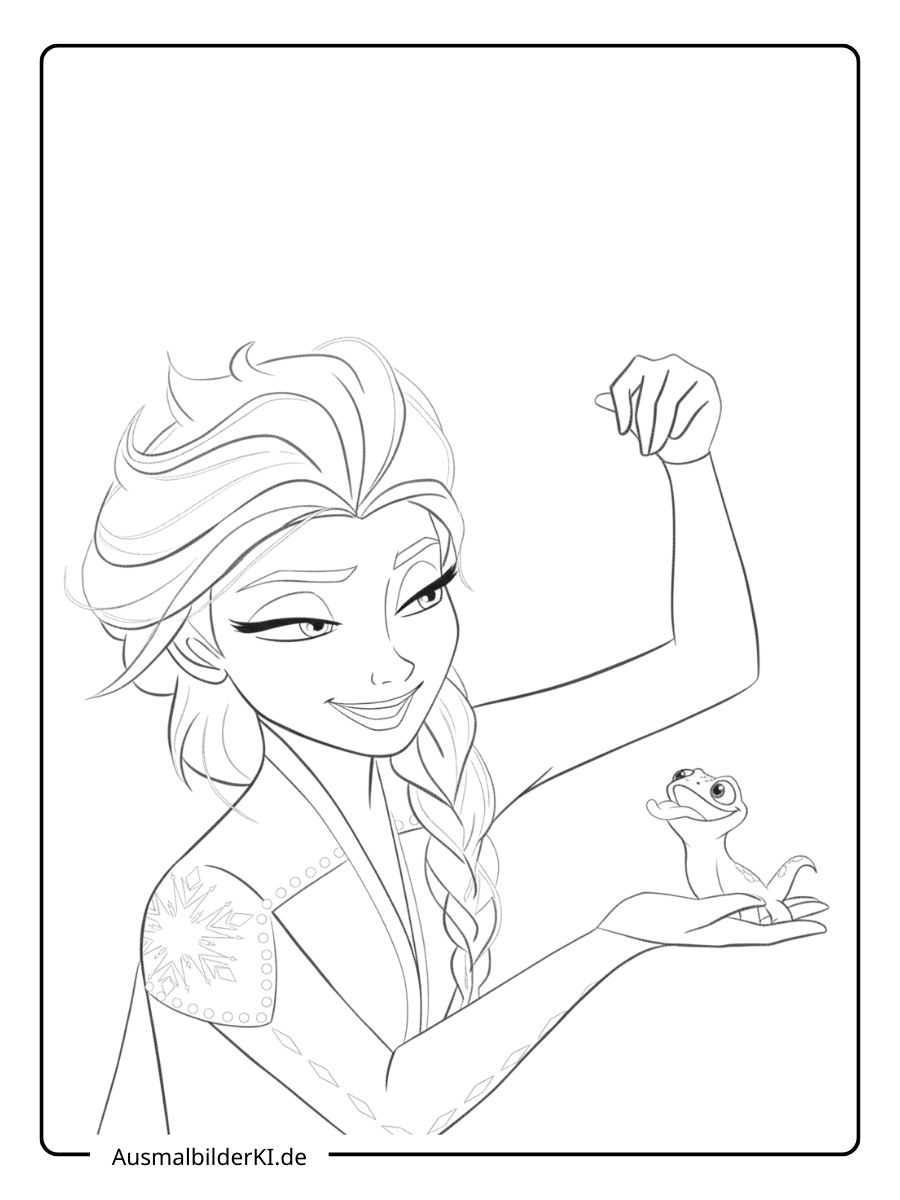 Elsa Ausmalbilder - Mit Bruni dem Salamander
