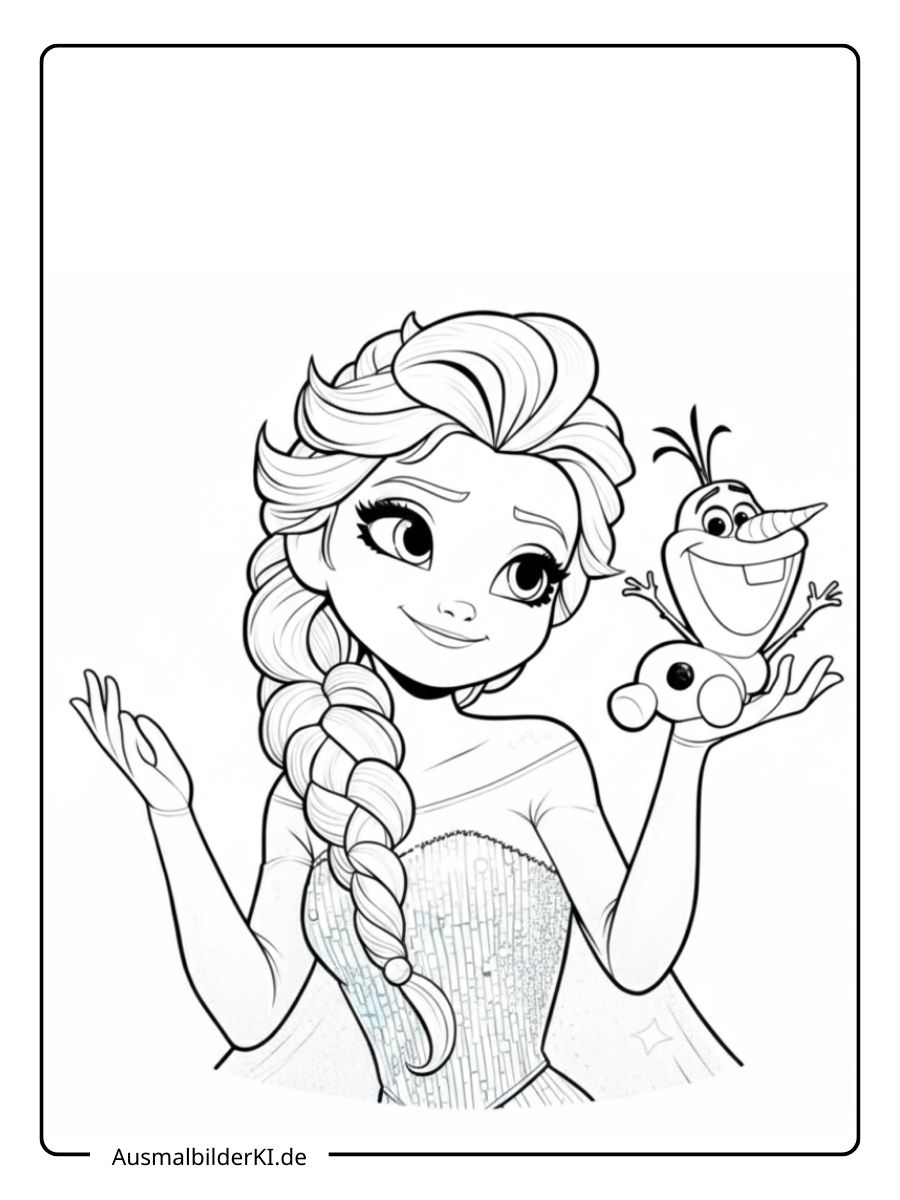 Elsa Ausmalbilder - Mit Olaf auf der Schulter