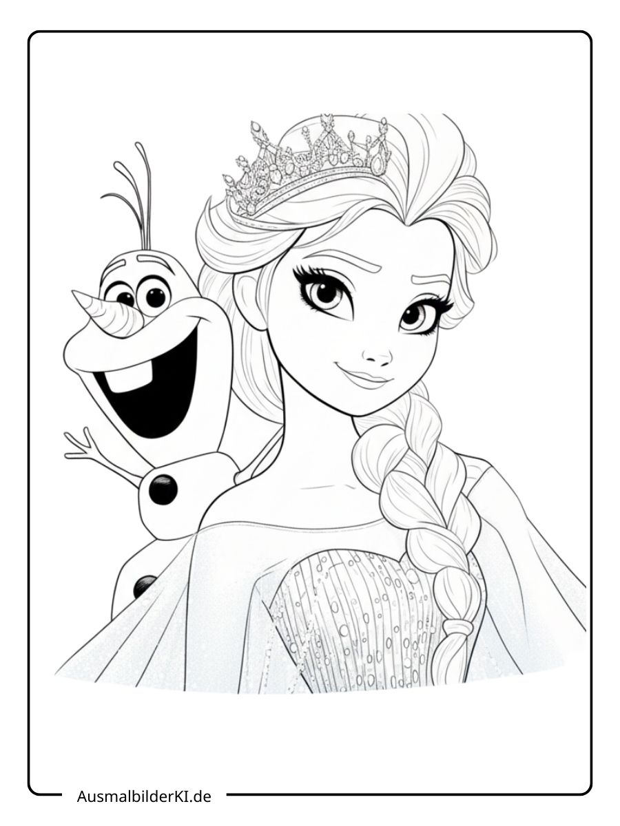 Elsa Ausmalbilder - Beste Freunde mit Olaf