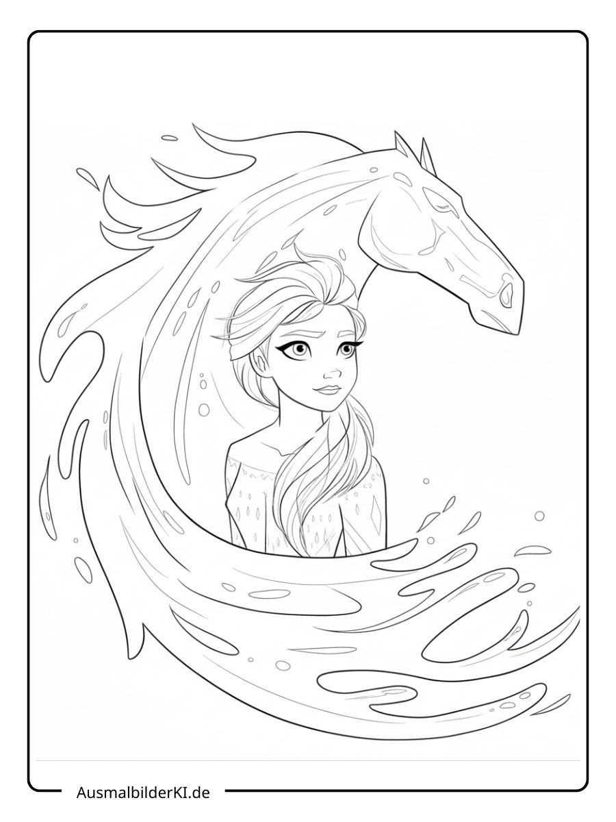 Elsa Ausmalbilder - Mit Wasserpferd Nokk
