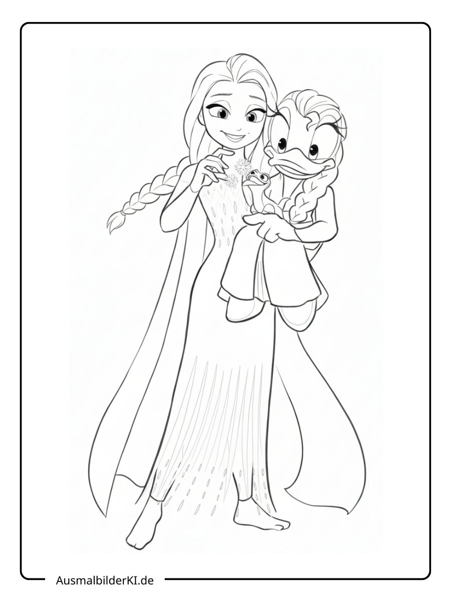 Elsa Ausmalbilder - Die Schwestern umarmen sich