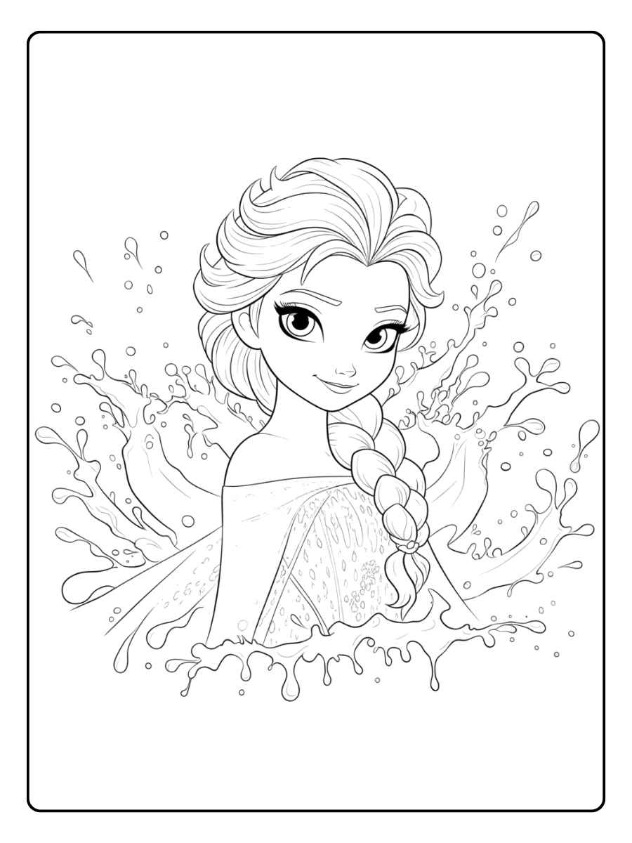 Elsa Ausmalbilder Die Eiskönigin und das Wasser