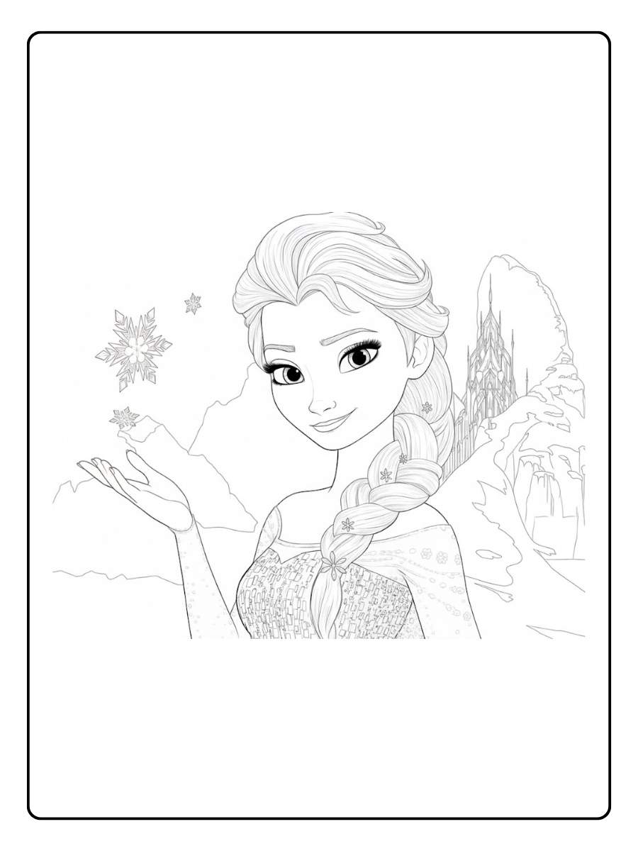 Elsa Ausmalbilder Die Eiskönigin und ihre Schneeflocken