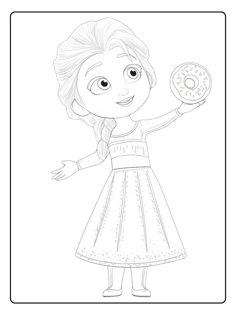 Elsa Ausmalbilder Süße Elsa mit Donut