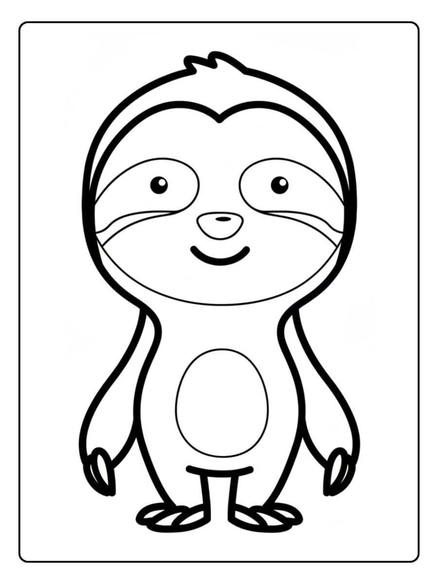 Faultier Kontur zum Ausmale ausmalbilder tiere süß mit minimalen Details