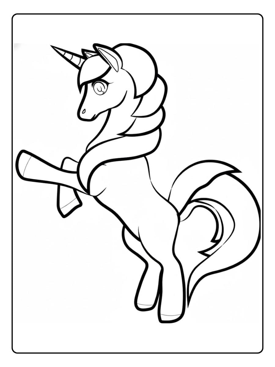 Fröhliche Einhorn Ausmalbilder mit breiten Linien