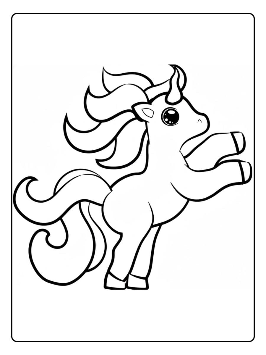 Fröhliche Einhorn Ausmalbilder mit großen Umrissen