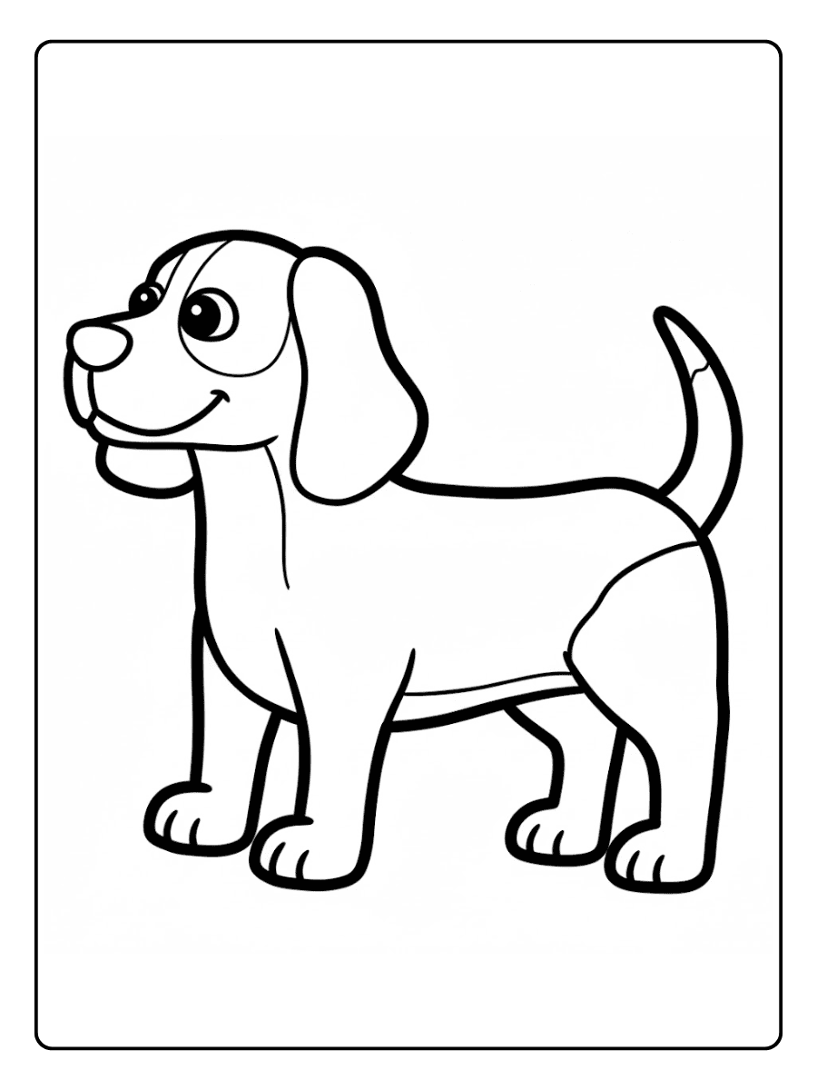 Fröhlicher Welpen Umriss Minimalistisches ausmalbild hund