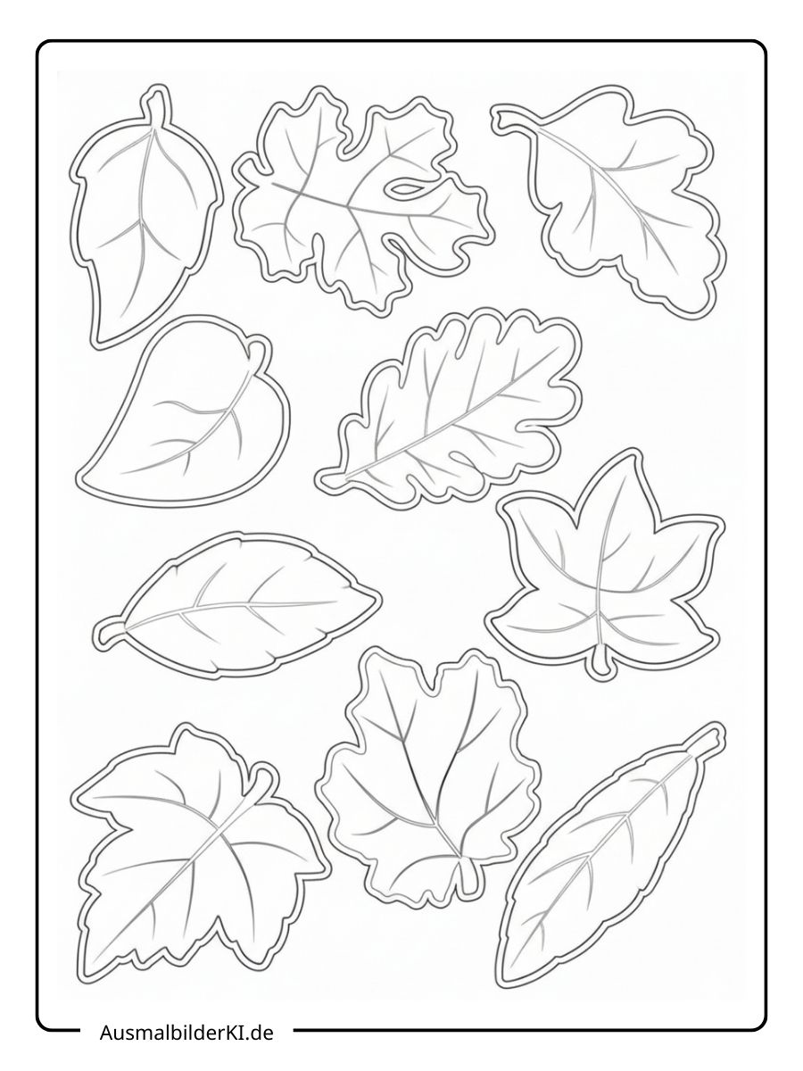 Herbstblätter Ausmalbild - Blättermuster