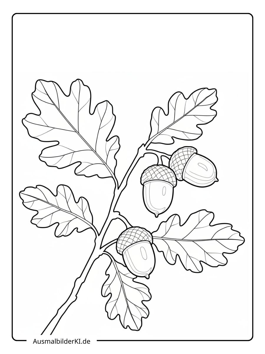 Herbstblätter Ausmalbild - Eichenblätter
