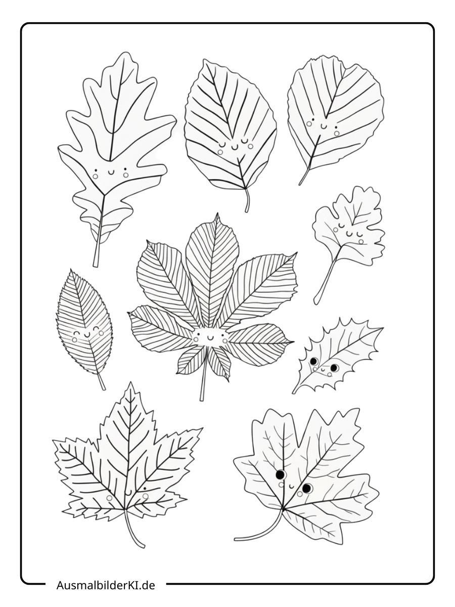 Herbstblätter Ausmalbild - Kastanienblatt