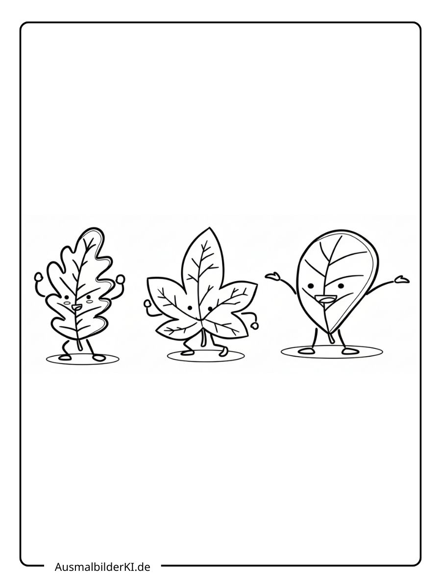 Herbstblätter Ausmalbild - Tanzende Blätter