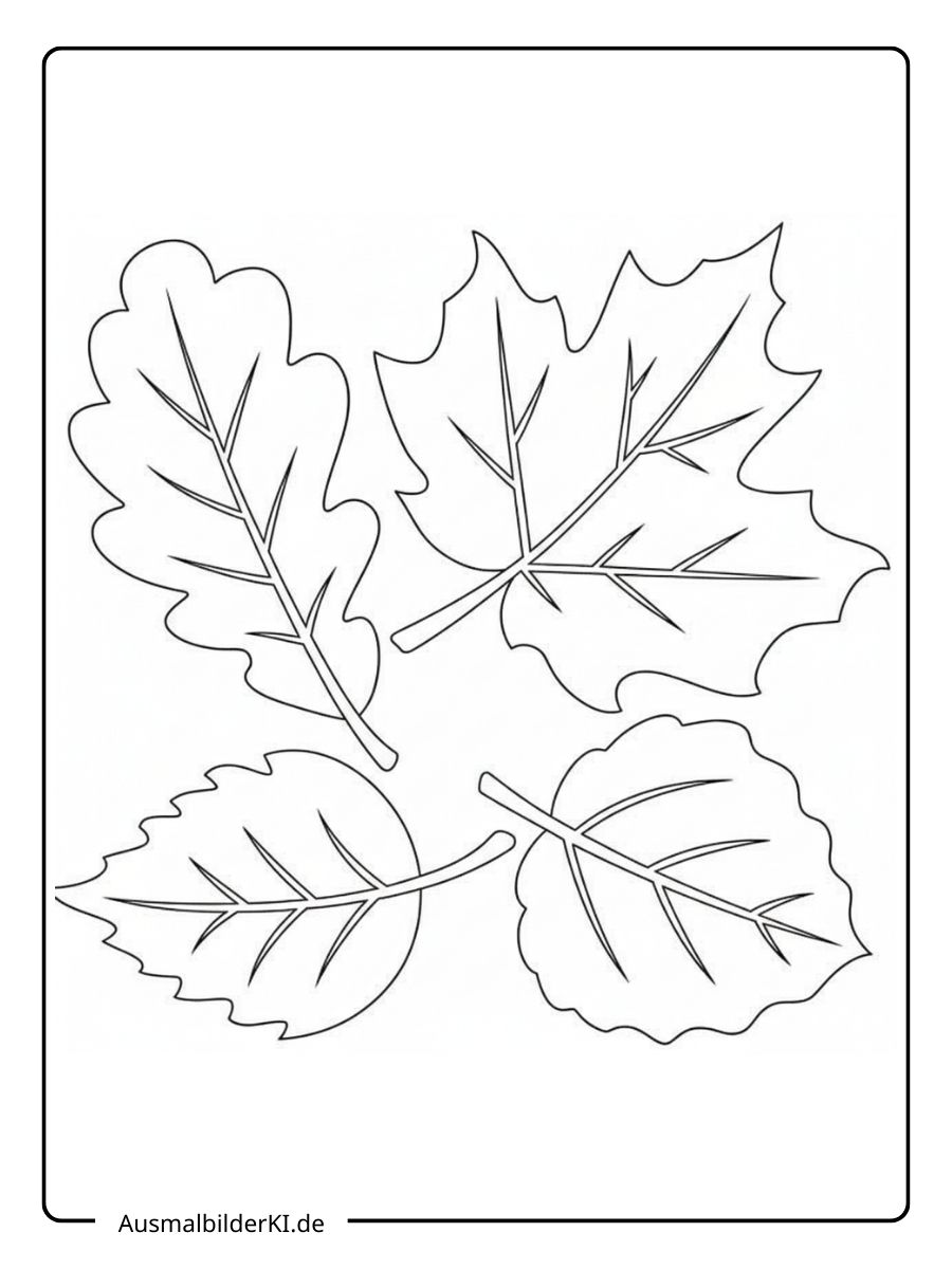 Herbstblätter Ausmalbild - Drei Blätter