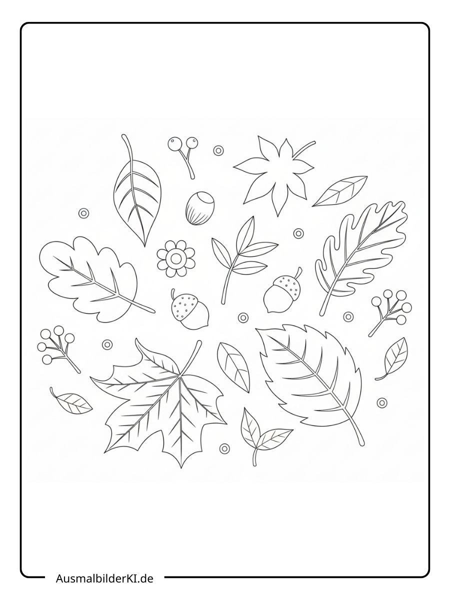 Herbstblätter Ausmalbild - Fallende Blätter