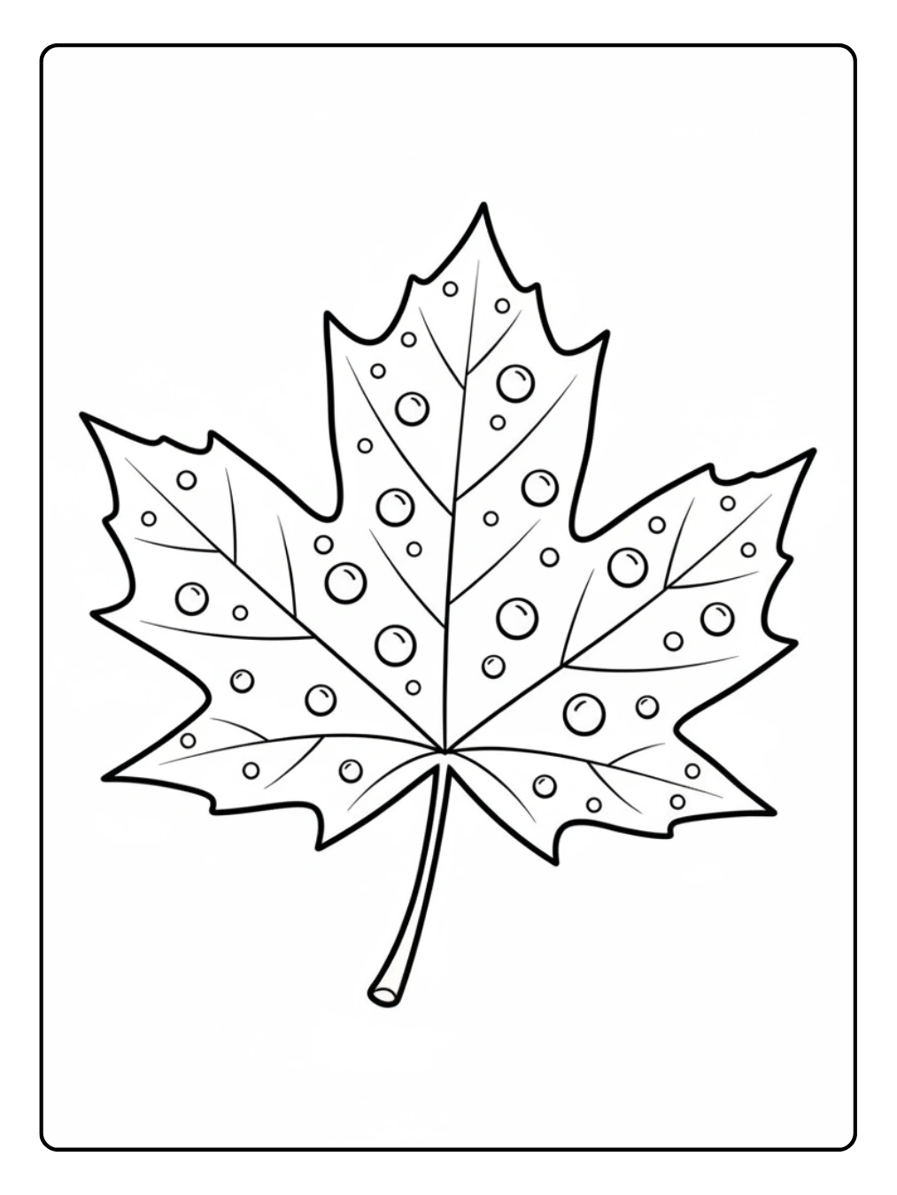 Herbstblätter Ausmalbild Ahornblatt mit Regentropfen