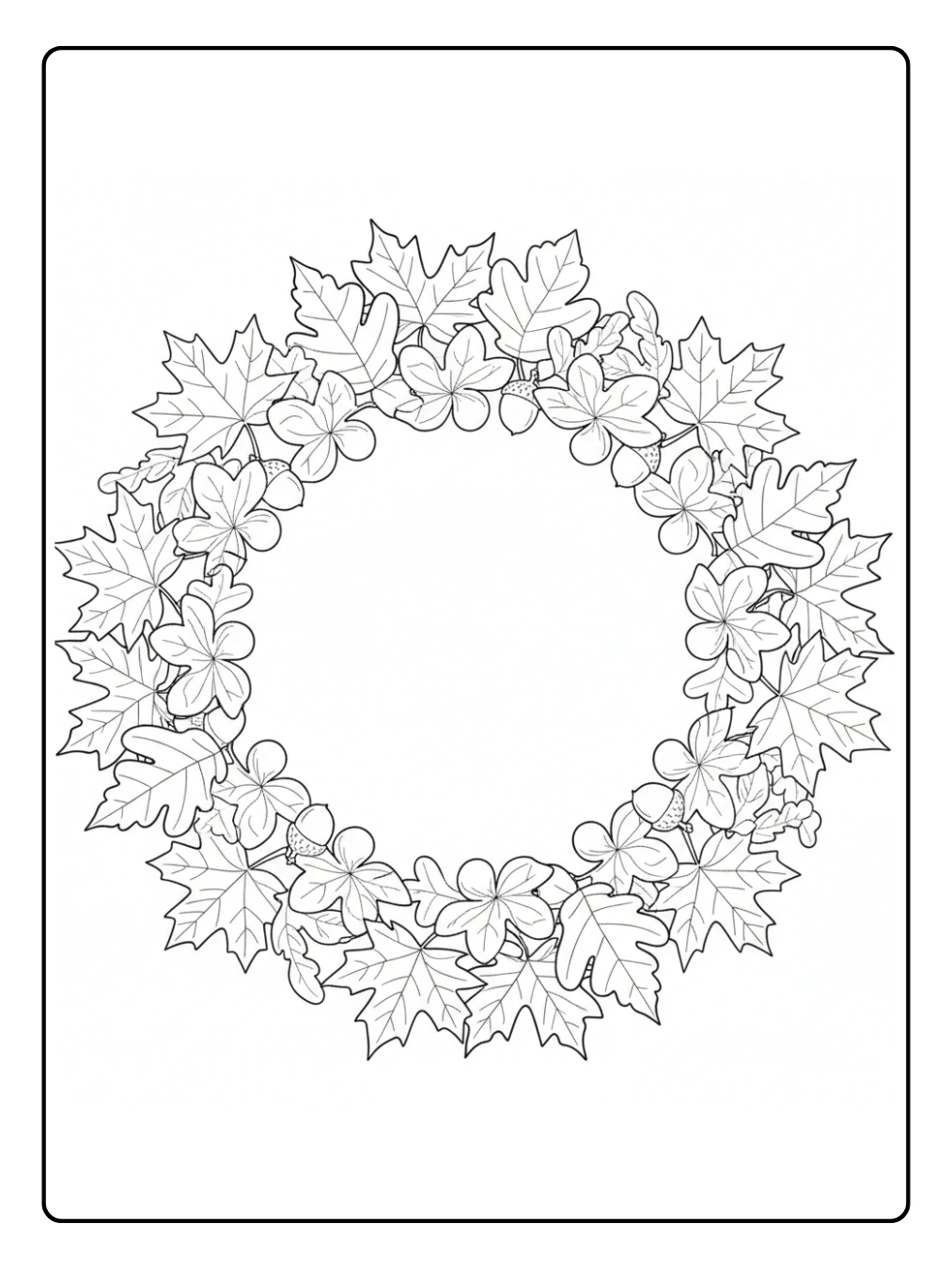 Herbstblätter Ausmalbild Blätterkranz