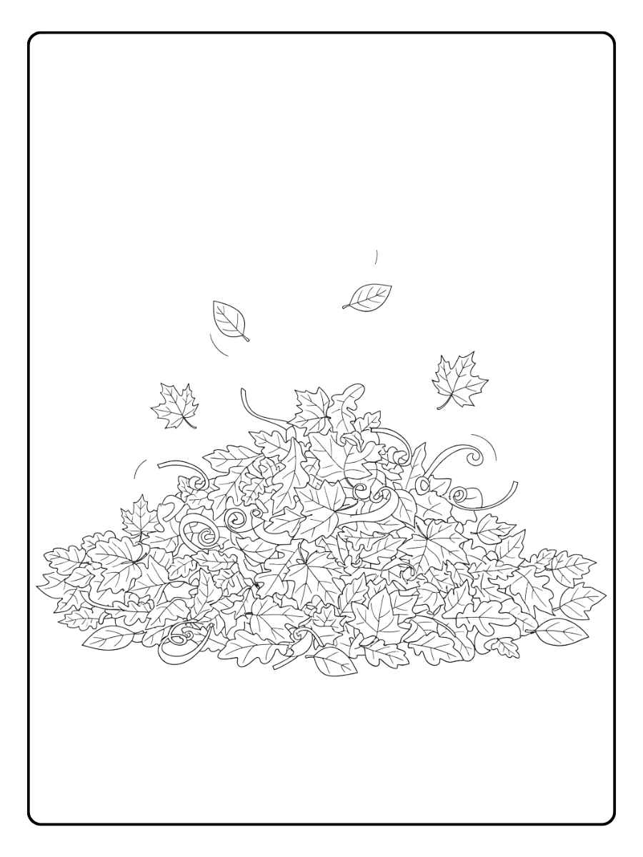Herbstboden herbstblätter ausmalbild mit buntem Laub