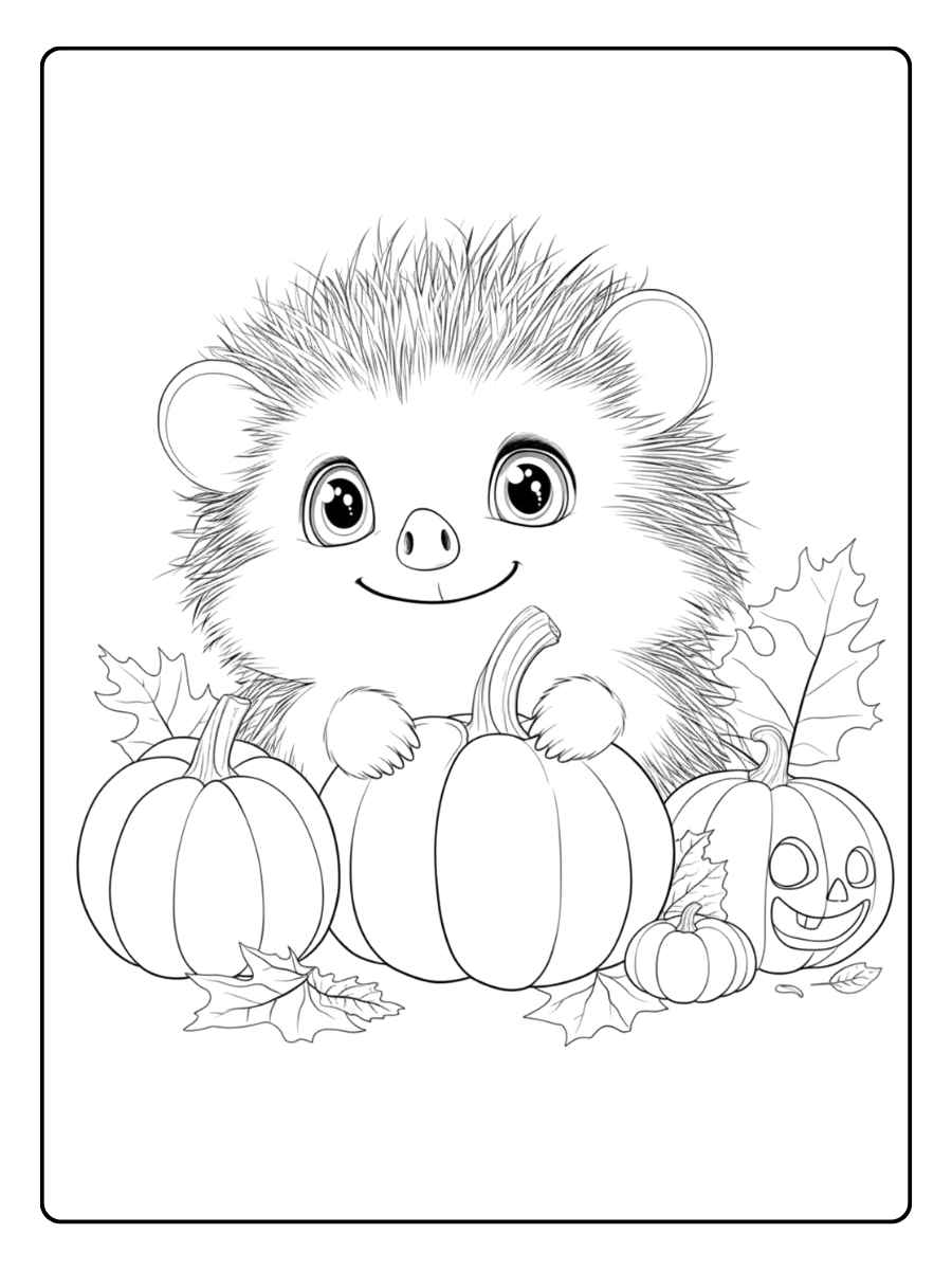 Igel im Blättermeer ausmalbild Herbst Igel