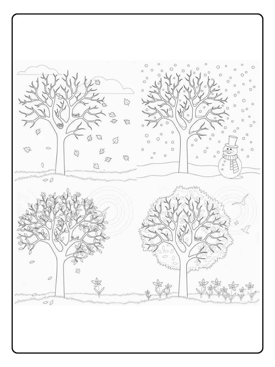 Jahreszeiten Ausmalbilder Der Baum im Wandel der Jahreszeiten