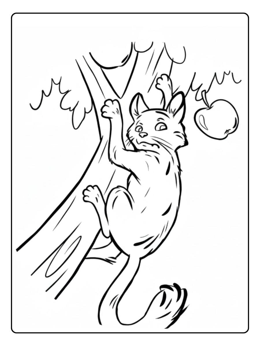 Kletternde Schwarze Katze Einfaches Bild im magischen tiere ausmalbilder Stil