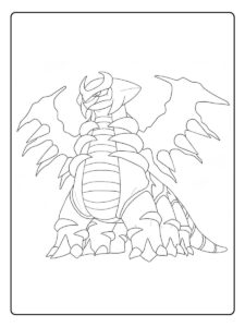 Legendäres Pokémon Ausmalbild Bisasam Giratina in der Wandelform