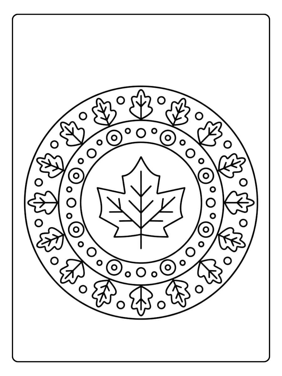 Mandala Motiv herbstblätter ausmalbild Mandala leicht