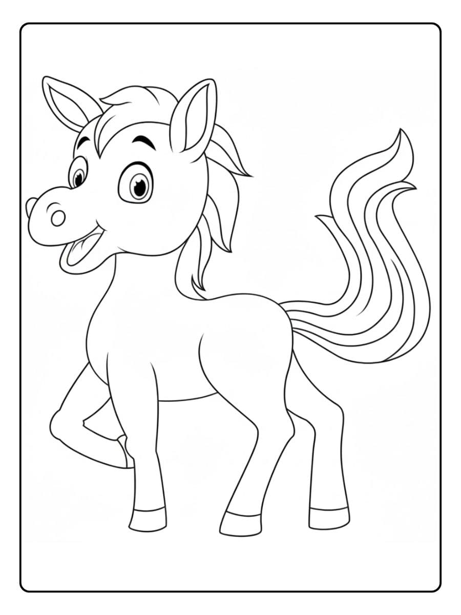 Niedliches Ausmalbild Pferd für Kinder