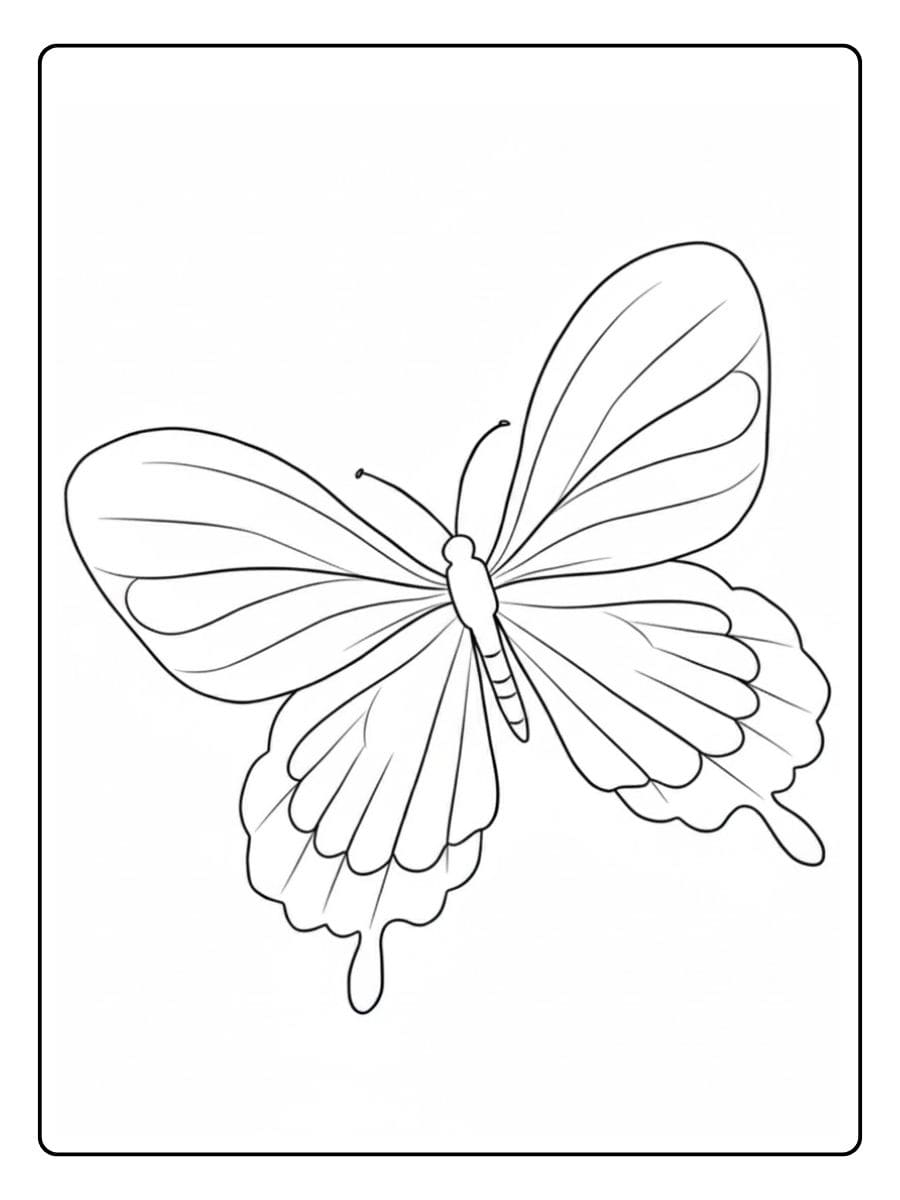 Niedliches Katzen und Hundeduo Schmetterling Ausmalbild