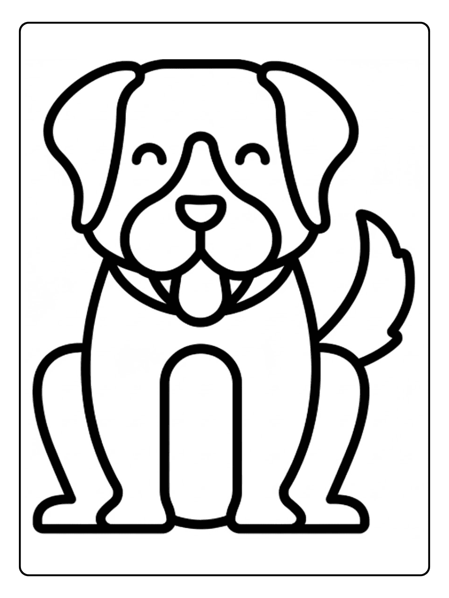Niedliches Welpen Umriss Einfaches ausmalbild hund für Anfänger
