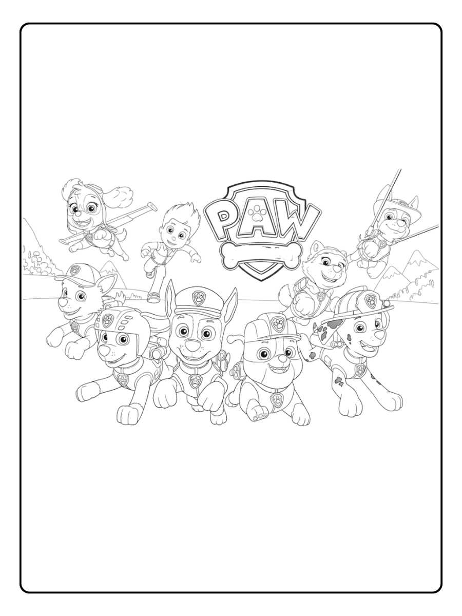 Paw Patrol Ausmalbilder Das ganze Team in Aktion