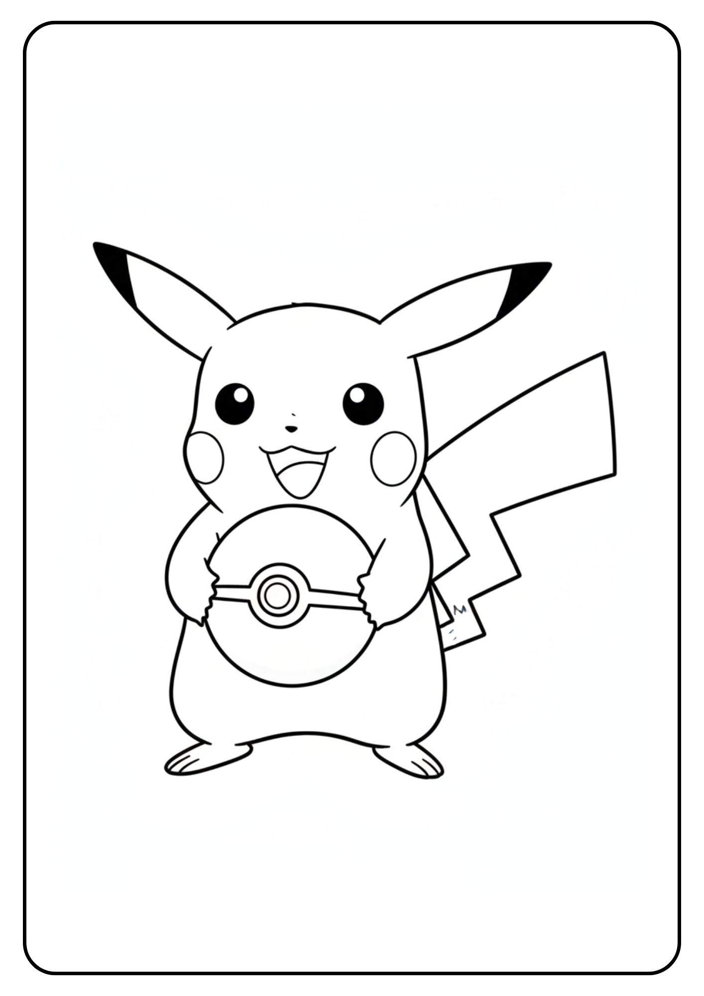 Pikachu Ausmalbild mit Pokéball