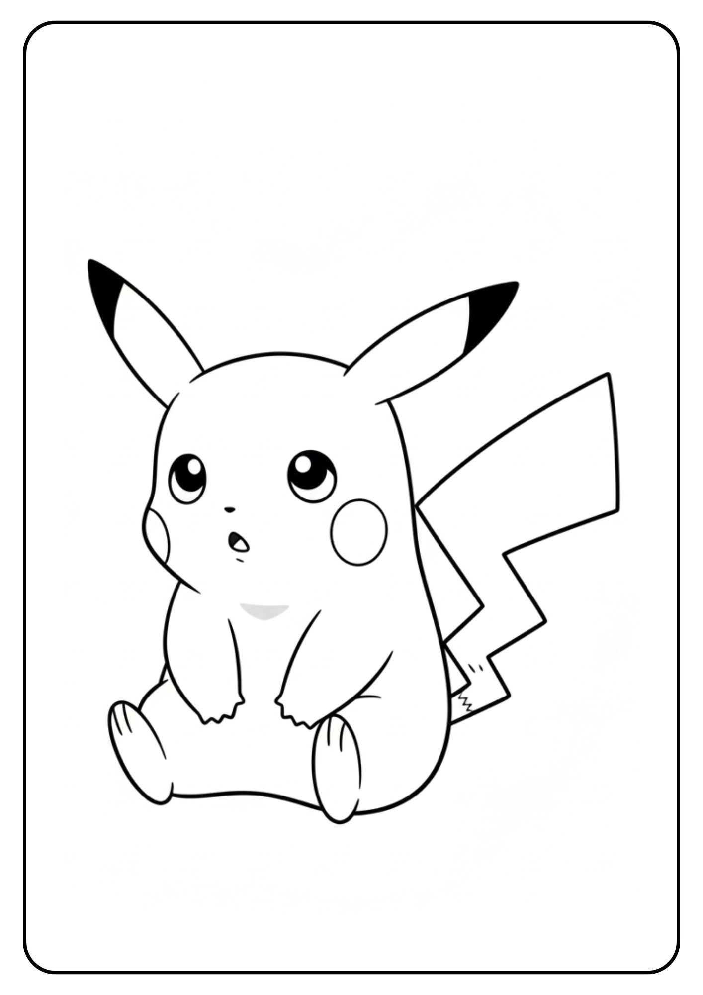 Pikachu Ausmalbild neugierig sitzen