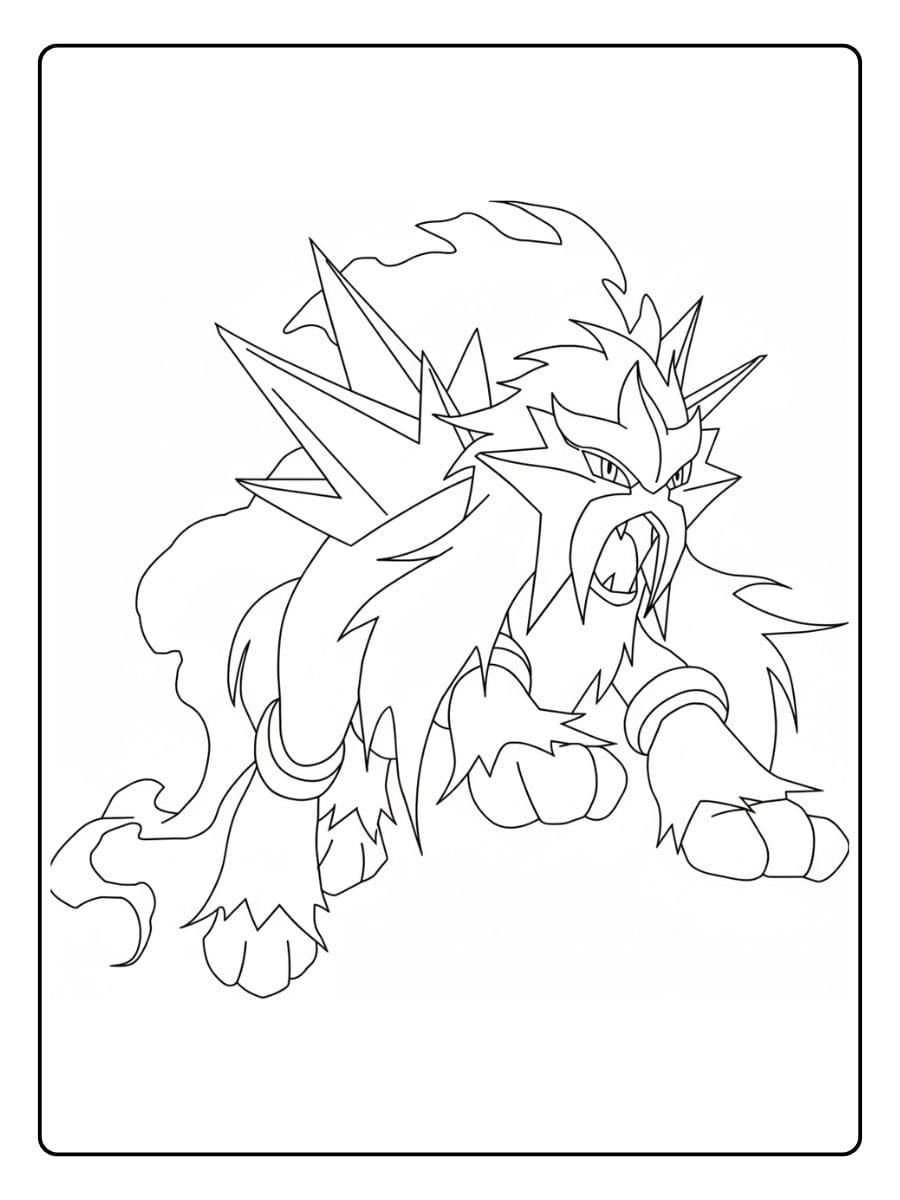 Pokémon Ausmalbild Bisasam Legendärer Entei in Aktion