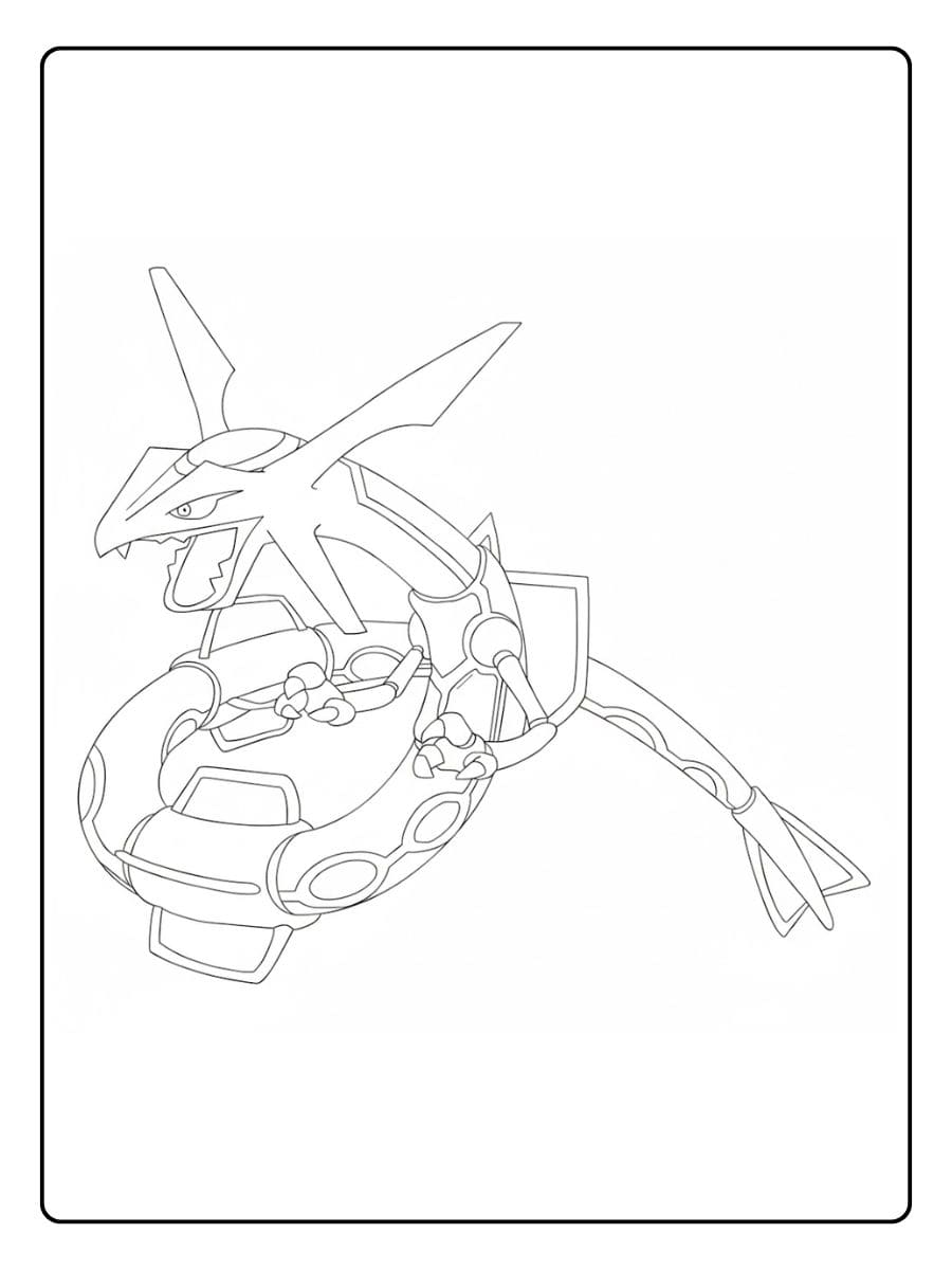 Pokémon Ausmalbild Bisasam Rayquaza im Flug