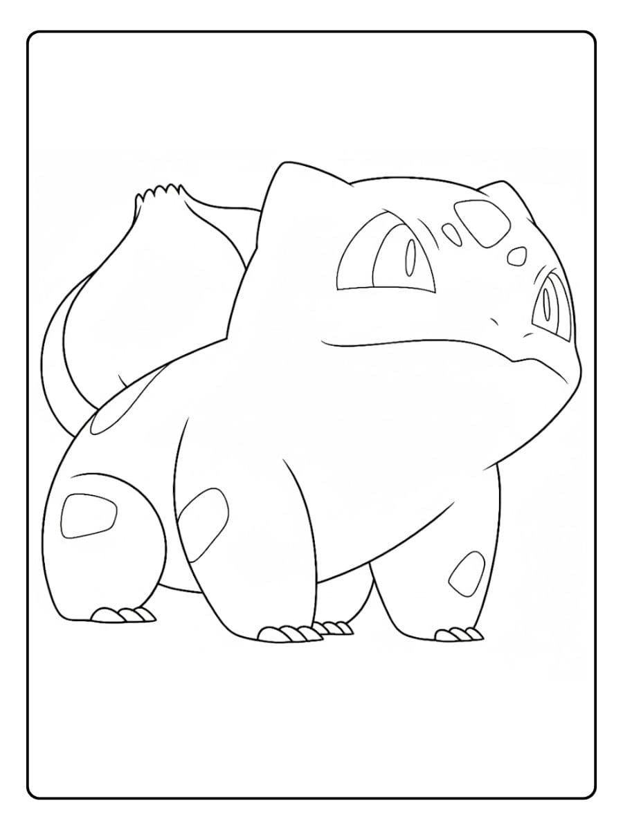 Pokemon Ausmalbild Bisasam im Kawaii Stil