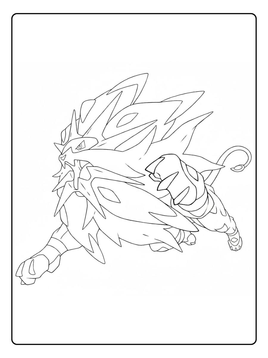 Pokemon Ausmalbild Solgaleo Legendärer Sonnenlöwe