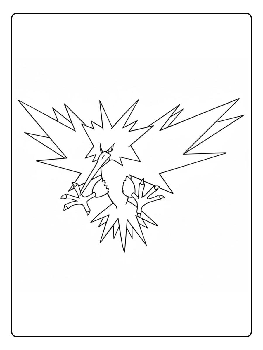 Pokemon Ausmalbild Zapdos Legendärer Blitzvogel